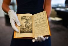 Original first edition of the vintage book Robinson Crusoe by English author Daniel Defoe, first published in 1719