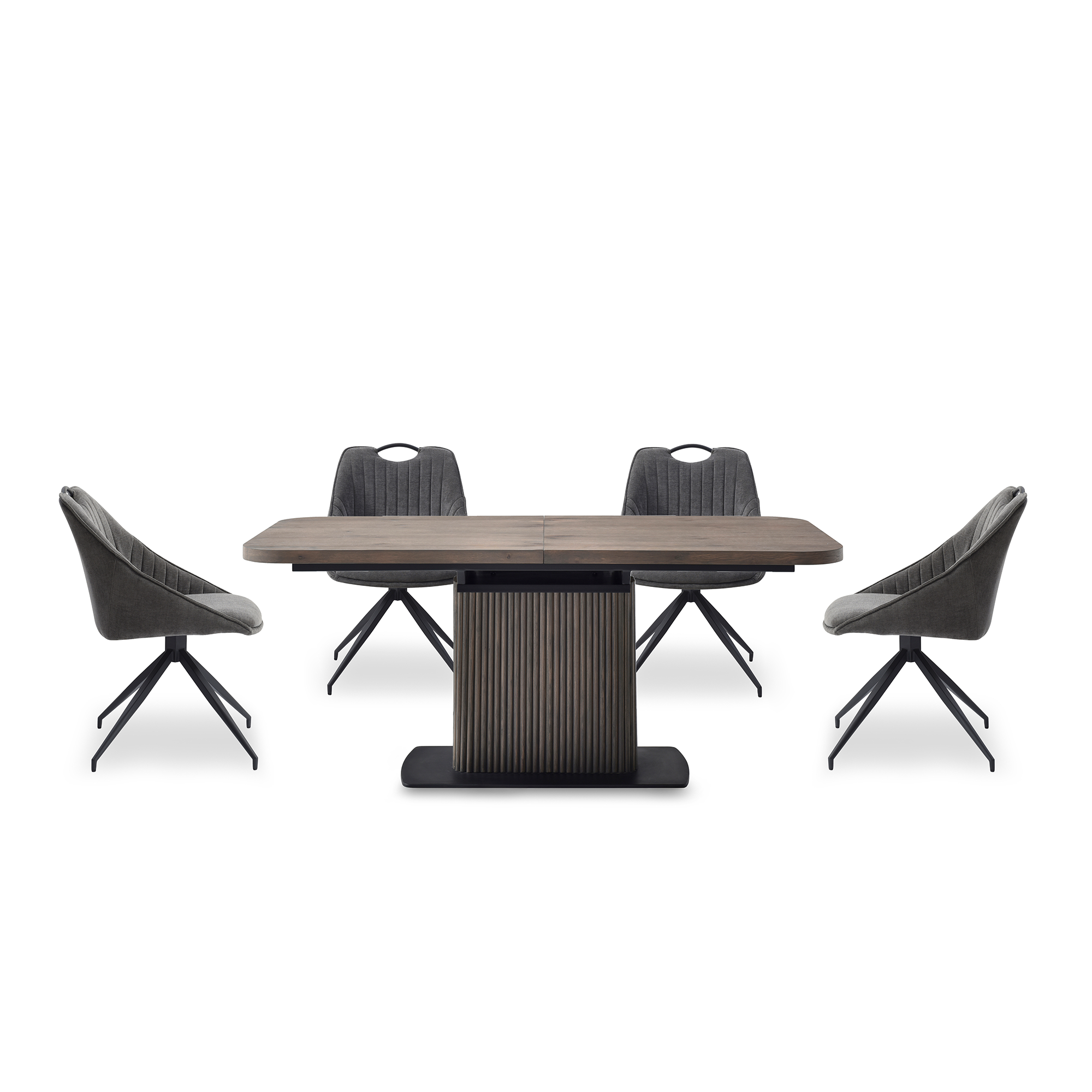Jai Large Extending Dining Table with 6 Swivel Dining Chairs