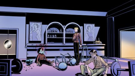 A screenshot from Confidential Killings showing a corpse in an upmarket bar