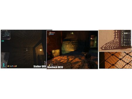 Targeted use of light sources lighting up a grid structure.
