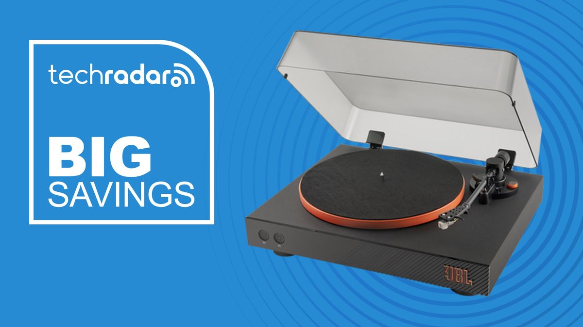 JBL Spinner BT on blue background with &quot;Big Savings&quot; text and TechRadar logo in white