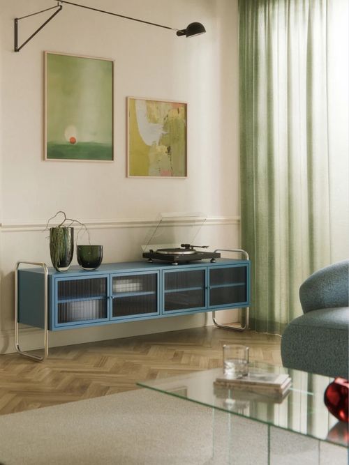 Metal Lowboard Robyn With Glass Front