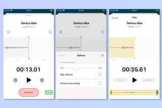 Voice memo app on iPhone