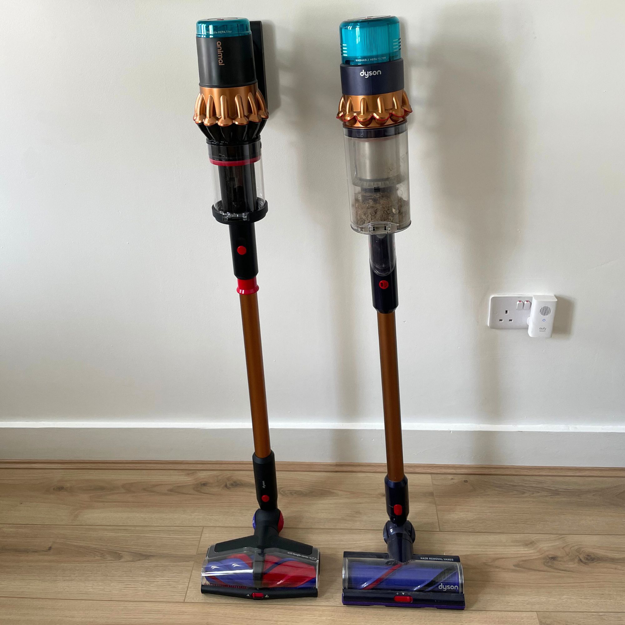 Dyson V16 Piston Animal standing next to the Dyson Gen5detect
