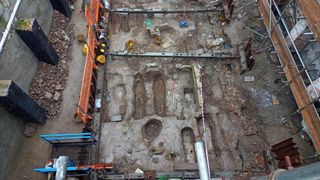 A bird's-eye-view of the excavation site.