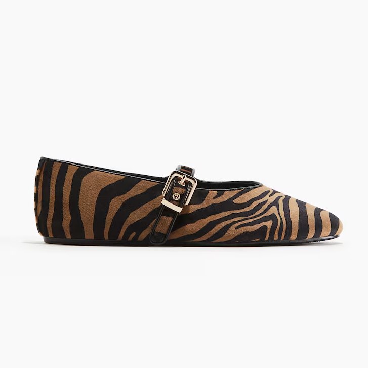 H&M Mary Jane Beige Zebra Ballet Pumps