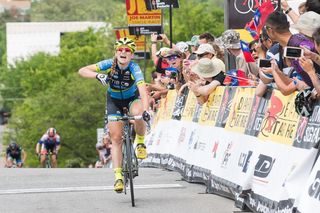 Lauren Stephens (Tibco-SVB) takes a hard finishing sprint for the win during Joe Martin stage 4.