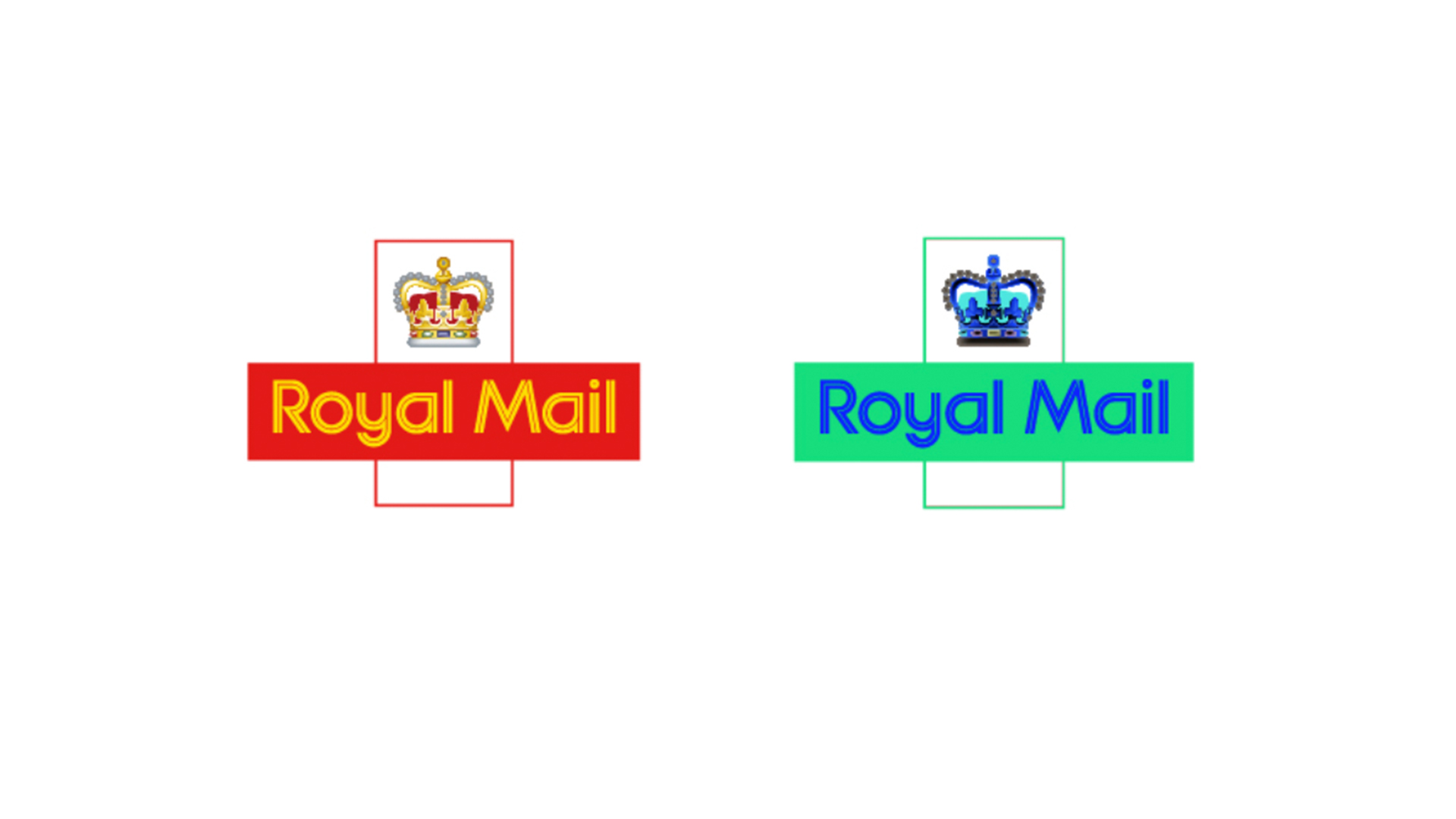 Royal Mail logo in red and gold and blue and green.