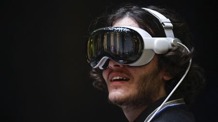 Apple Vision Pro worn by man