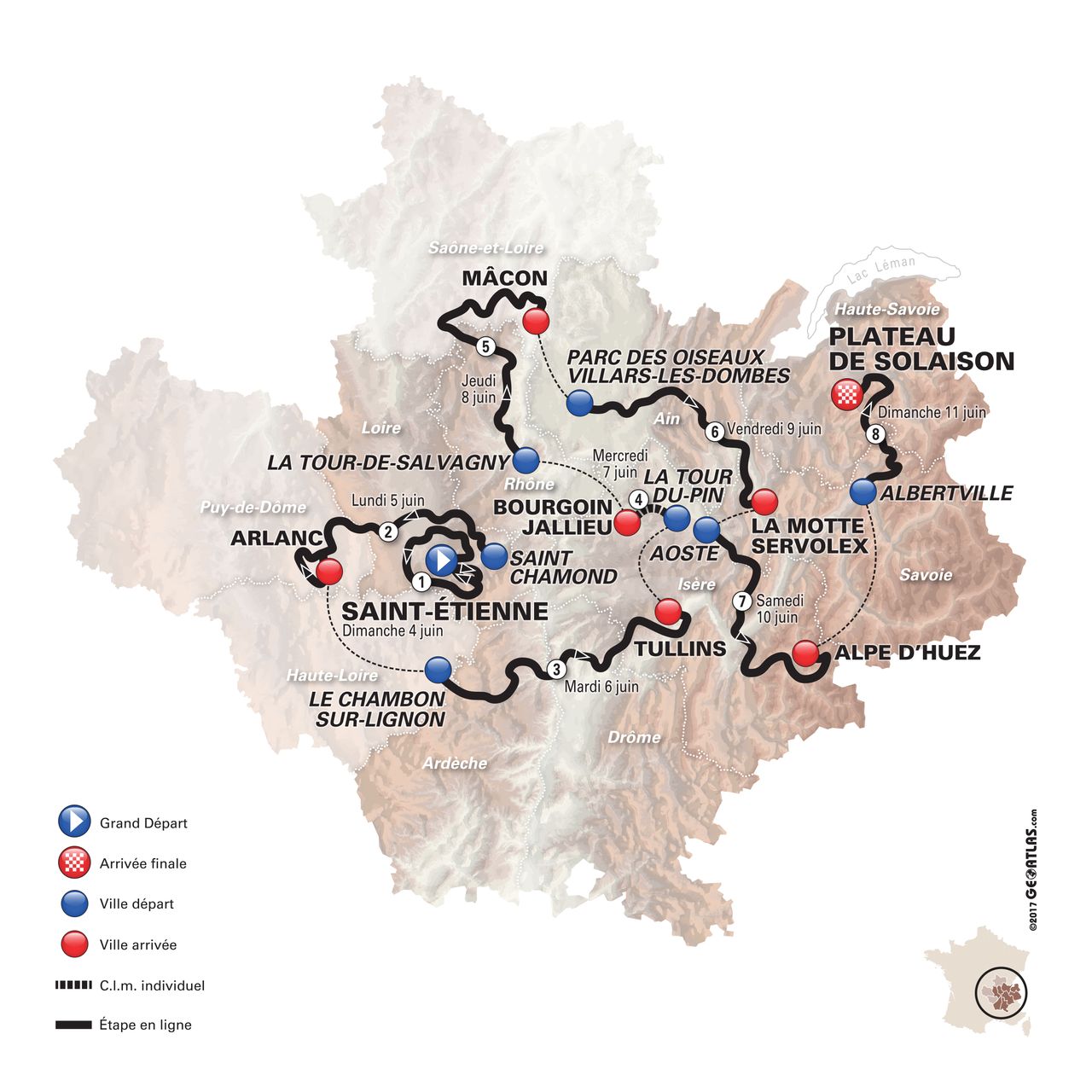 2017 Crit&eacute;rium du Dauphin&eacute; race map