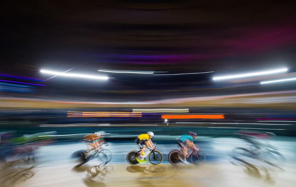 Competitors in the Six Day London Cycling at the Velodrom
