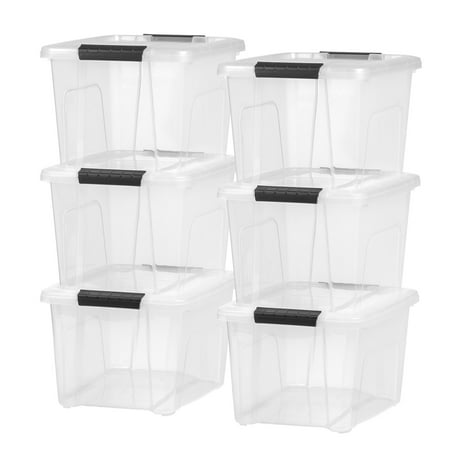 Iris 20 Qt. Plastic Storage Bins With Lids, Stackable Storage Containers, Totes, 6 Pack