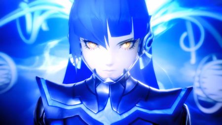 The protagonist stares into the camera in Shin Megami Tensei 5: Vengeance.