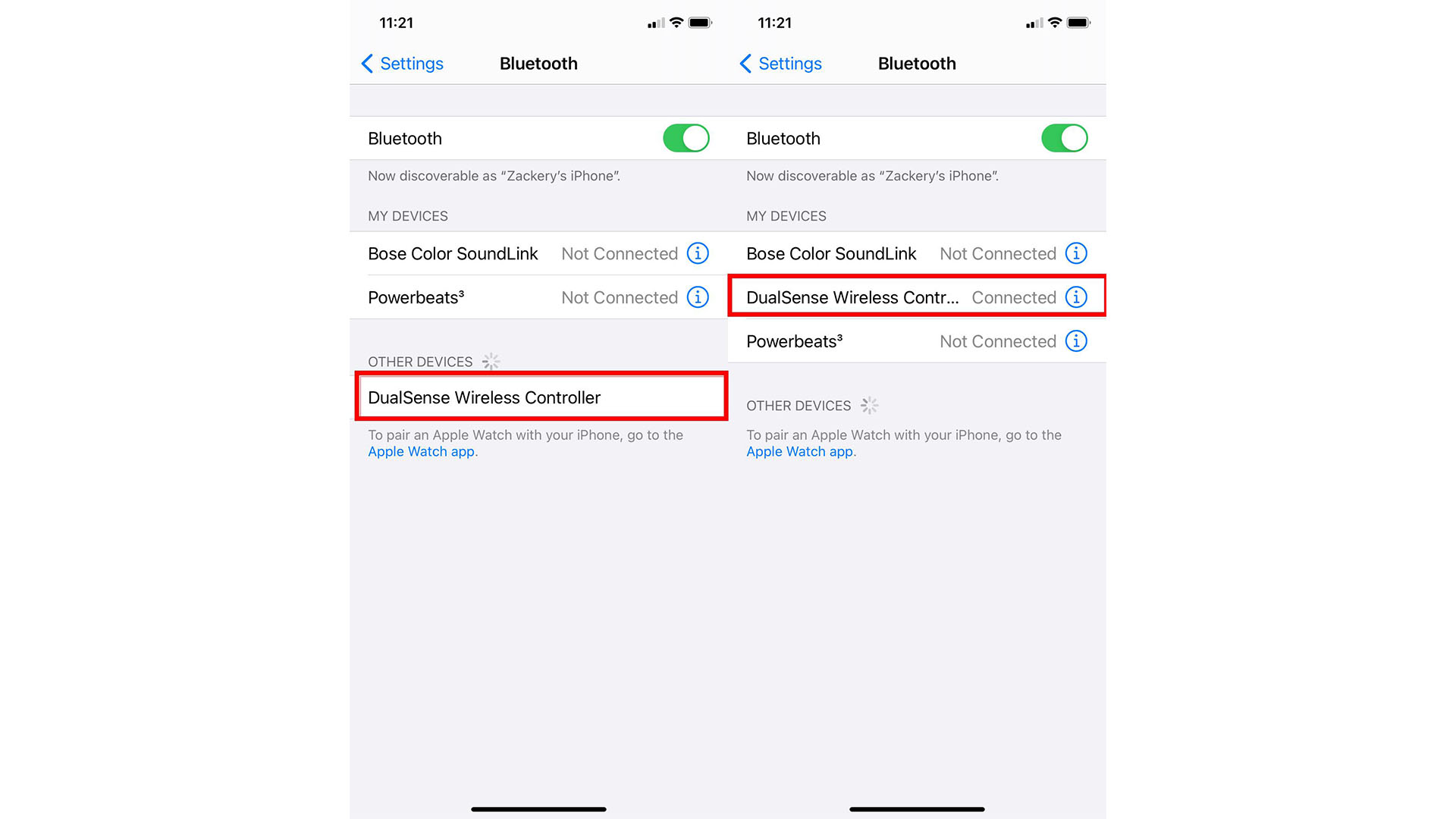 How to use a PS4 or PS5 controller with iPhone and iPad: Wait for the Dualsense Controller to appear under Other Devices, Tap the DualSense Controller to pair with your device.