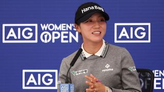 Lydia Ko speaks to the media before the 2023 AIG Women's Open