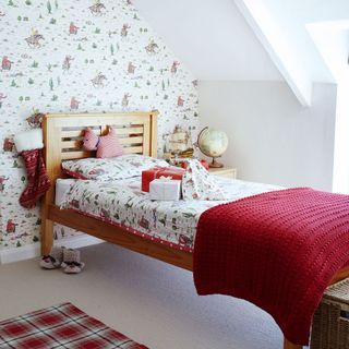 children bedroom with attic and chunky oak bed