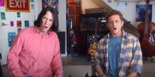 Bill & Ted Face The Music Keanu Reeves and Alex Winter shocked sitting in the garage
