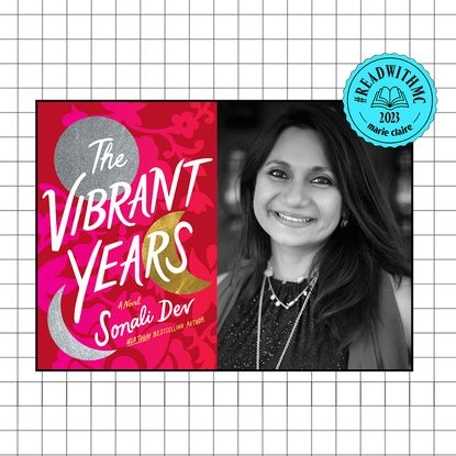 Sonali Dev and the book cover for Vibrant Years