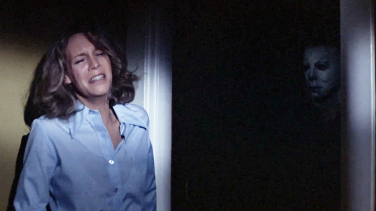 Jamie Lee Curtis and Nick Castle in Halloween