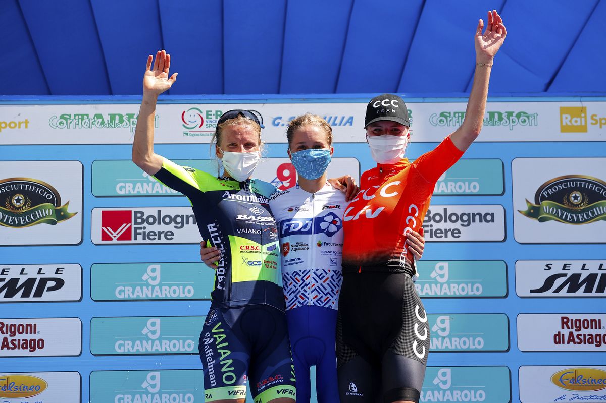 Cecilie Uttrup Ludwig takes centre stage on the Giro dell'Emilia Donne 2020 podium