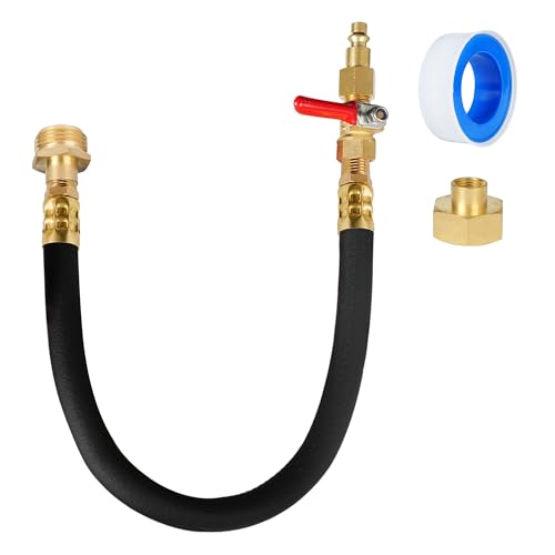 Hourleey Rv Winterizer Kit, 18.5" Sprinkler Winterizing Blowout Adapter With Shut Off Valve, Air Compressor Quick-Connect Plug to 3/4" Hose Blow Out Adapter for Motorhome Boat Camper Travel Trailer