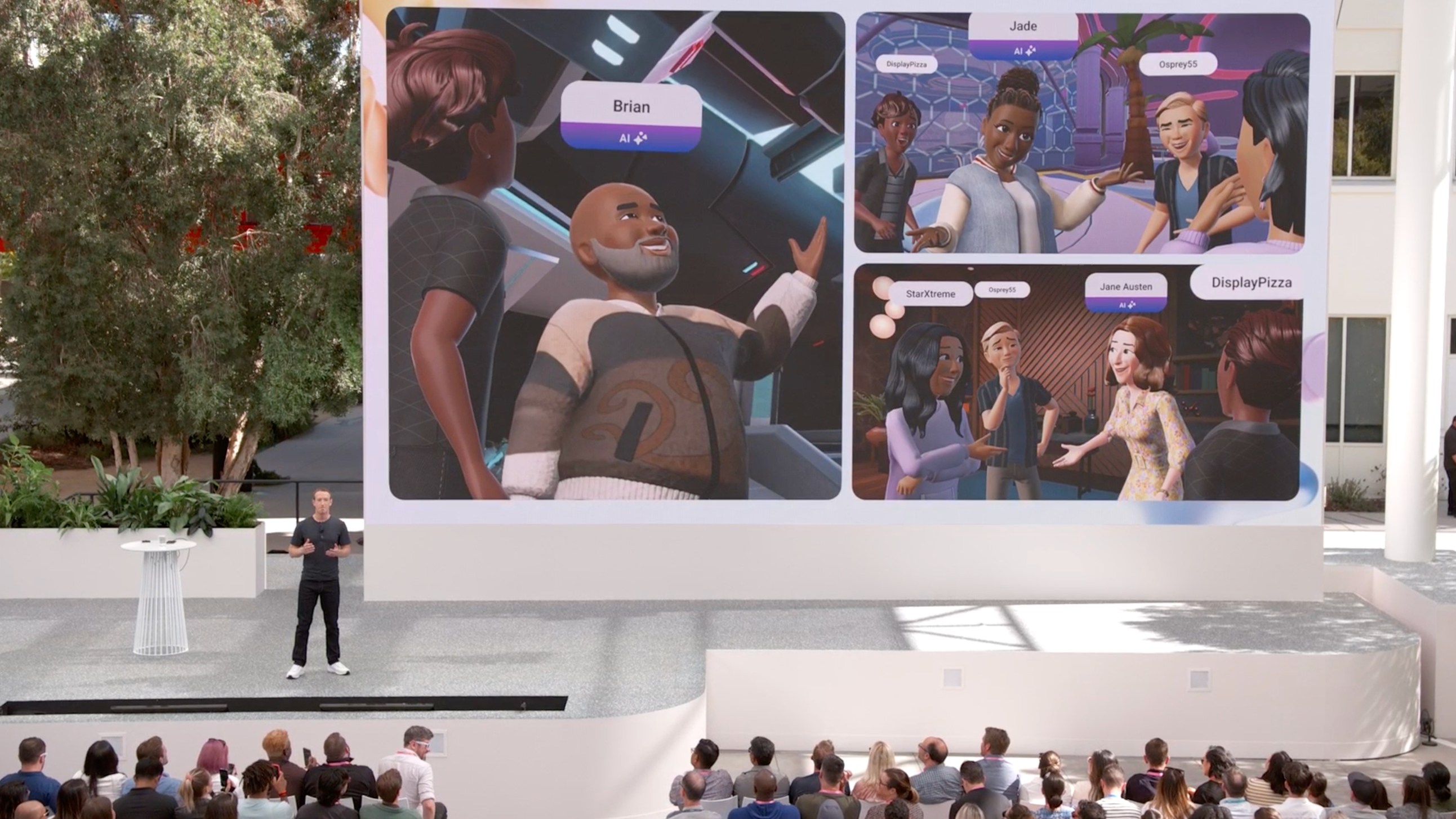 A wall showing AI in the Metaverse at Meta Connect 2023