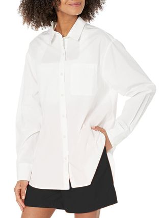 The Drop Women's Kendra Loose Fit Long Shirt, White, Xxs