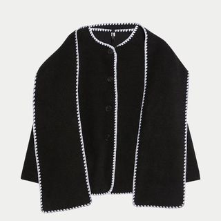 M&S Textured Detachable Scarf Wrap Coat