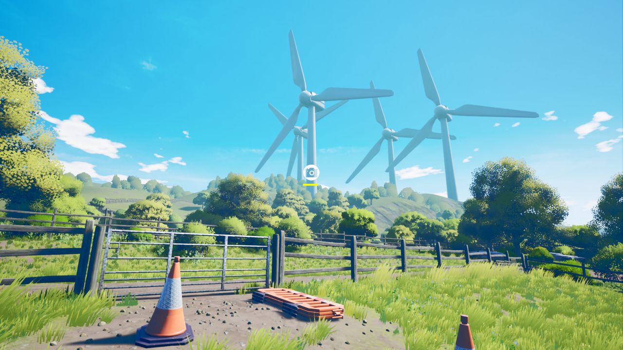 An english field watched over by wind turbines