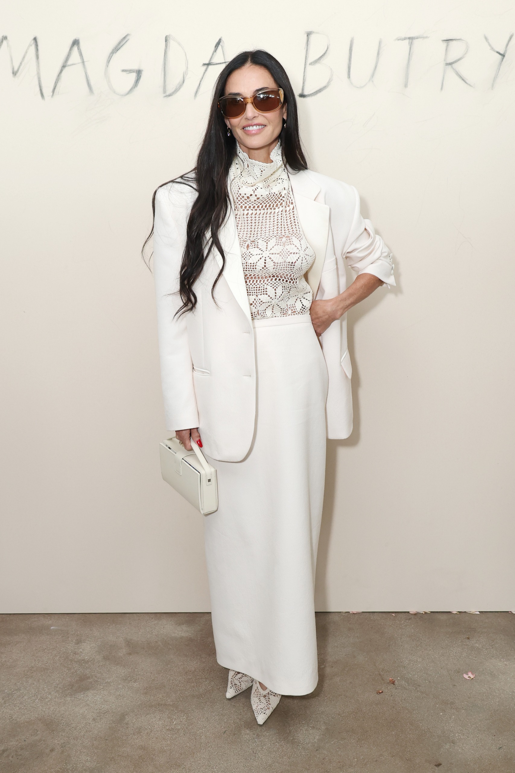 Demi Moore#039;s celebrity look at the Magda Butrym New York Fashion week show