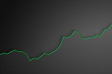 stock market chart with green line going up