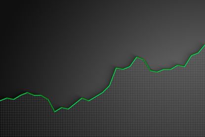 stock market chart with green line going up