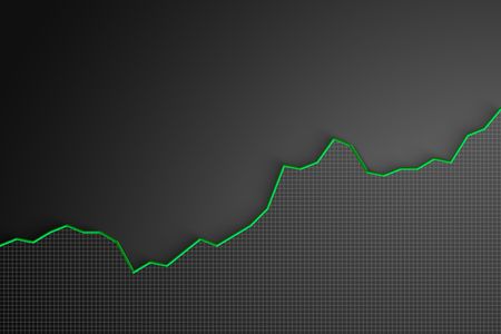 stock market chart with green line going up