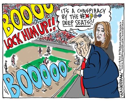 Political Cartoon U.S. Trump World Series Booed Deep Seats