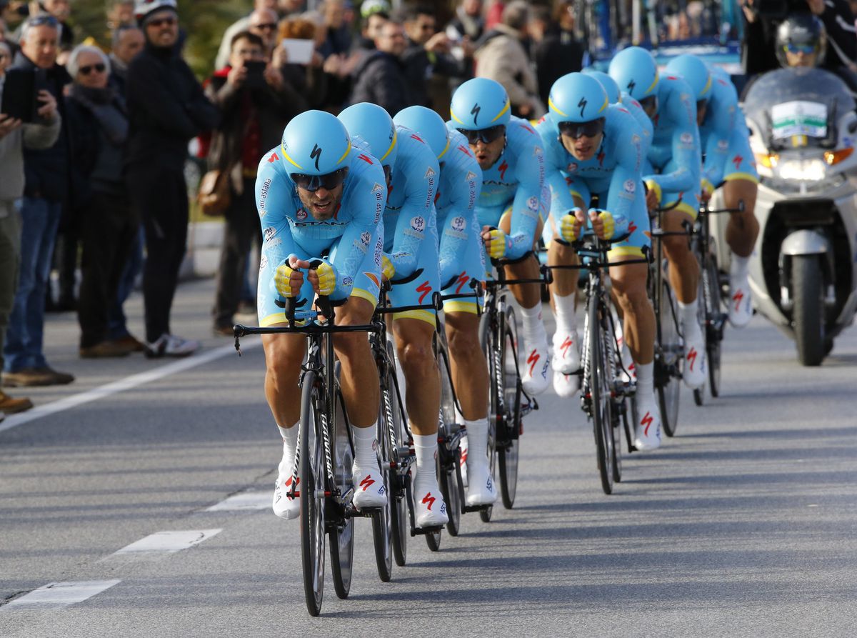 Astana in the team time trial in Tirreno-Adriatico
