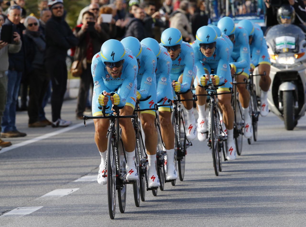 Astana in the team time trial in Tirreno-Adriatico