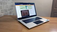 Gigabyte Aero 16 - laptop open at an angle (16 by 9).