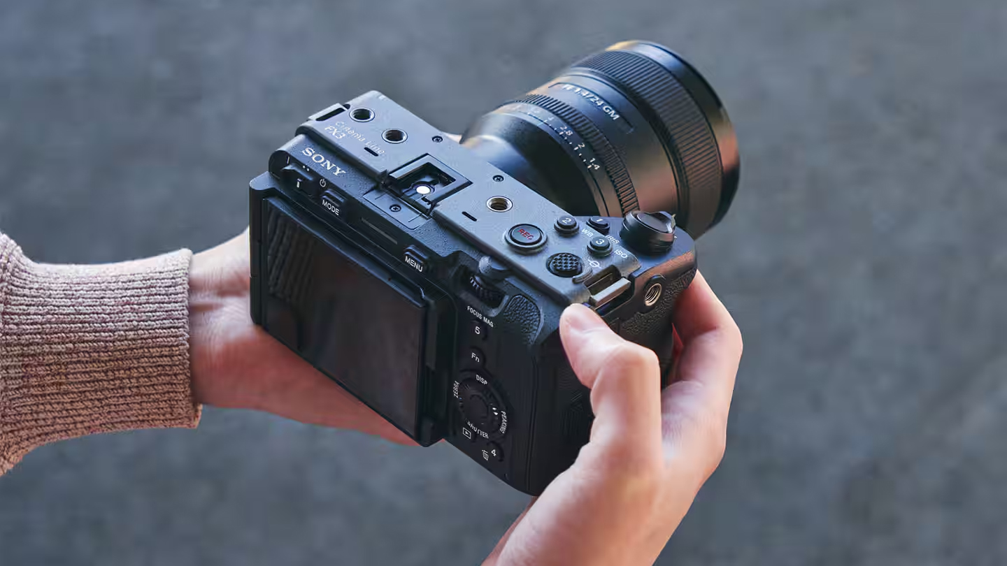 Videographer holding a Sony FX3