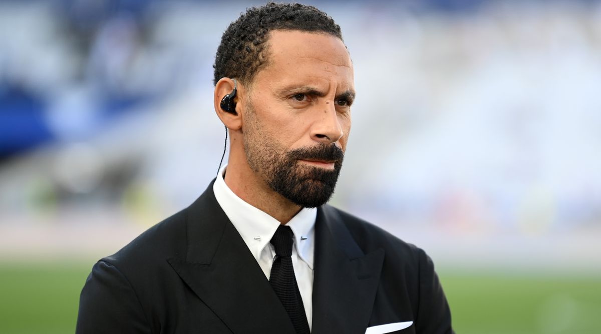 Rio Ferdinand speaks to the media prior to the UEFA Champions League final match between Liverpool FC and Real Madrid at Stade de France on May 28, 2022 in Paris, France