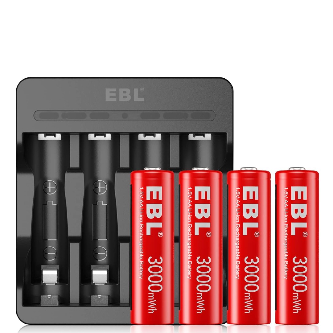 Product shot of EBL 1.5V 3000mWh Li-ion Rechargeable AA