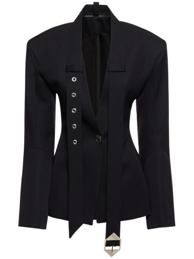 Gabardine belted single breasted blazer - The Attico - Women | Luisaviaroma