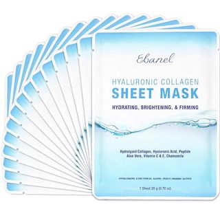 Ebanel 15 Pack Collagen Peptide Hydrating Face Masks, Instant Brightening Firming Anti Aging Face Sheet Masks, Moisturizing Spa Face Masks Skincare With Hyaluronic Acid, Vitamin C, Chamomile, Aloe