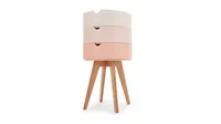 MADE Cairn Bedside Table with tapered natural-wood legs and ombre pink compartments