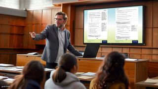 The Philips ScreenShare being used by a professor to present content to his class. 