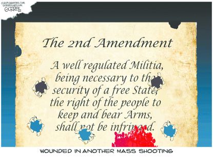 Political cartoon U.S. Second amendment gun violence