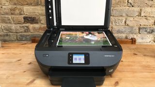 Printer with scanner open