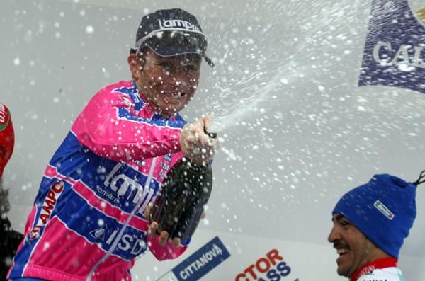 Daniele Pietropolli (Lampre - ISD) celebrates his first win of 2011