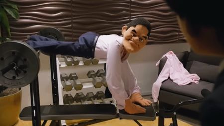 A Reggie Fils-Aim&eacute; puppet from Nintendo's E3 2015 presentation.