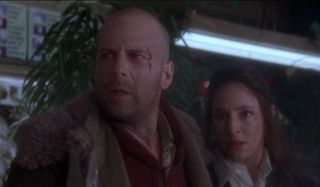 12 Monkeys Bruce Willis and Madeleine Stowe hide out
