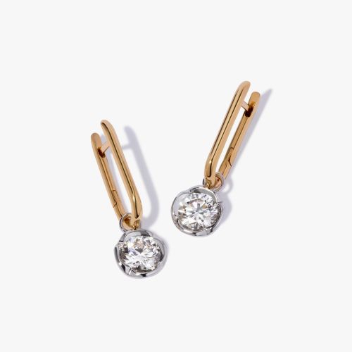 14ct Yellow Gold, 18ct White Gold, 1.50ct Diamond&amp;nbsp; Knuckle &amp;amp; Whoopsie Daisy 1.50ct Diamond Earrings